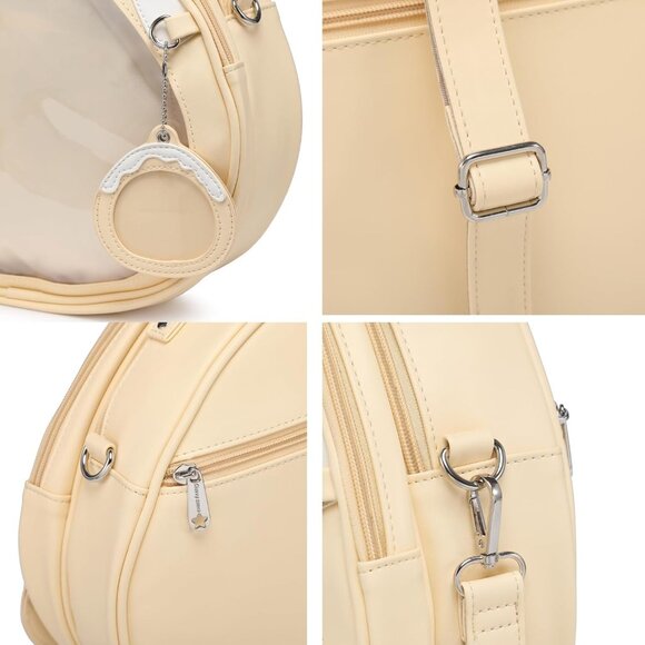 Yellow Kawaii Multi-Purpose Ita Bag Backpack with Clear Window for Pins & Badges - Picture 4 of 6